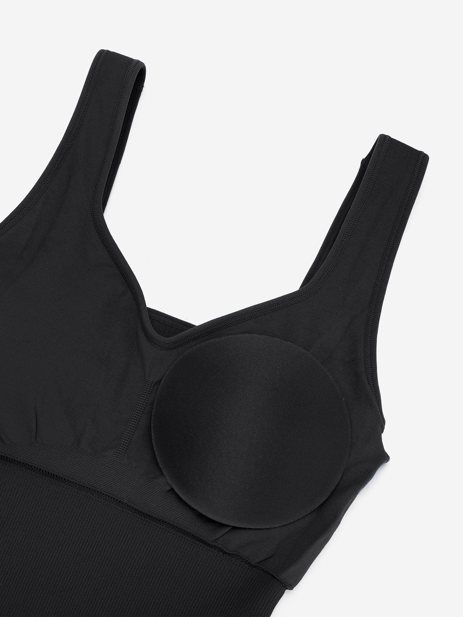 V-Neck Body Contouring Romper with Built-In Wireless Bra