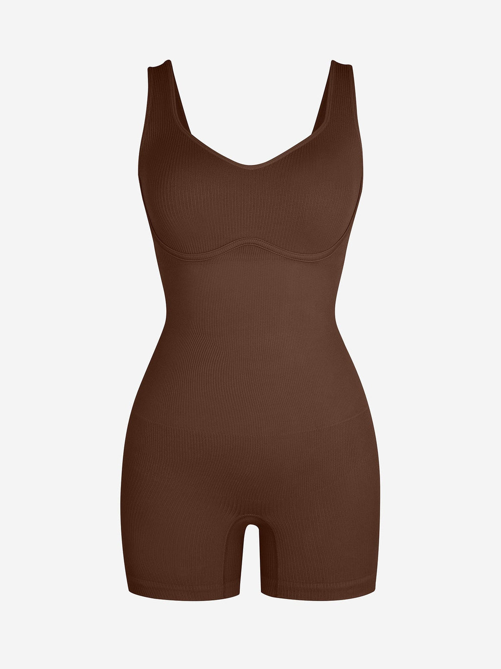 V-Neck Body Contouring Ribbed Romper - Auxieswear