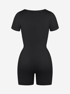 Square Neck Short Sleeve Tummy Control Romper