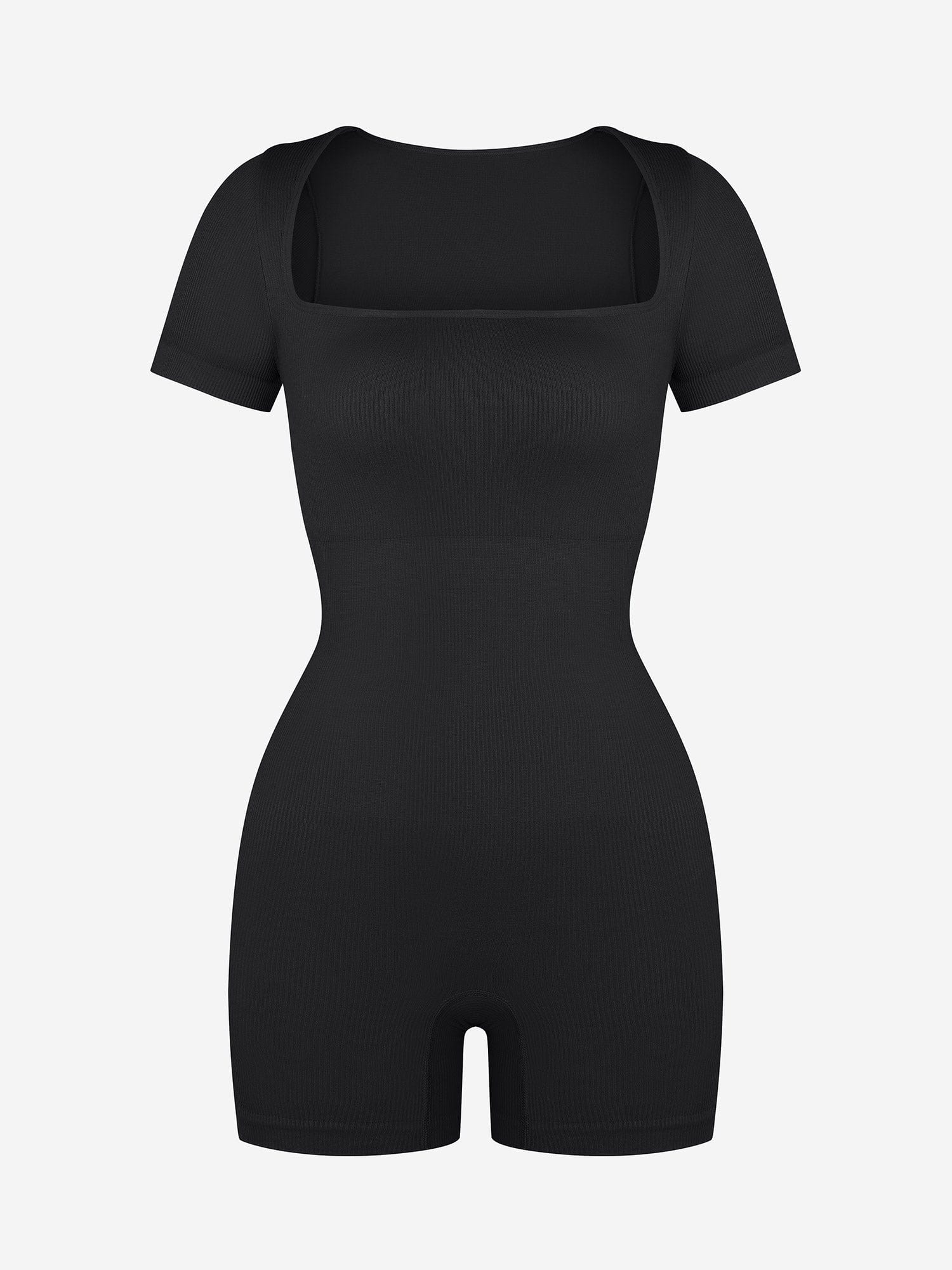 Square Neck Short Sleeve Tummy Control Romper