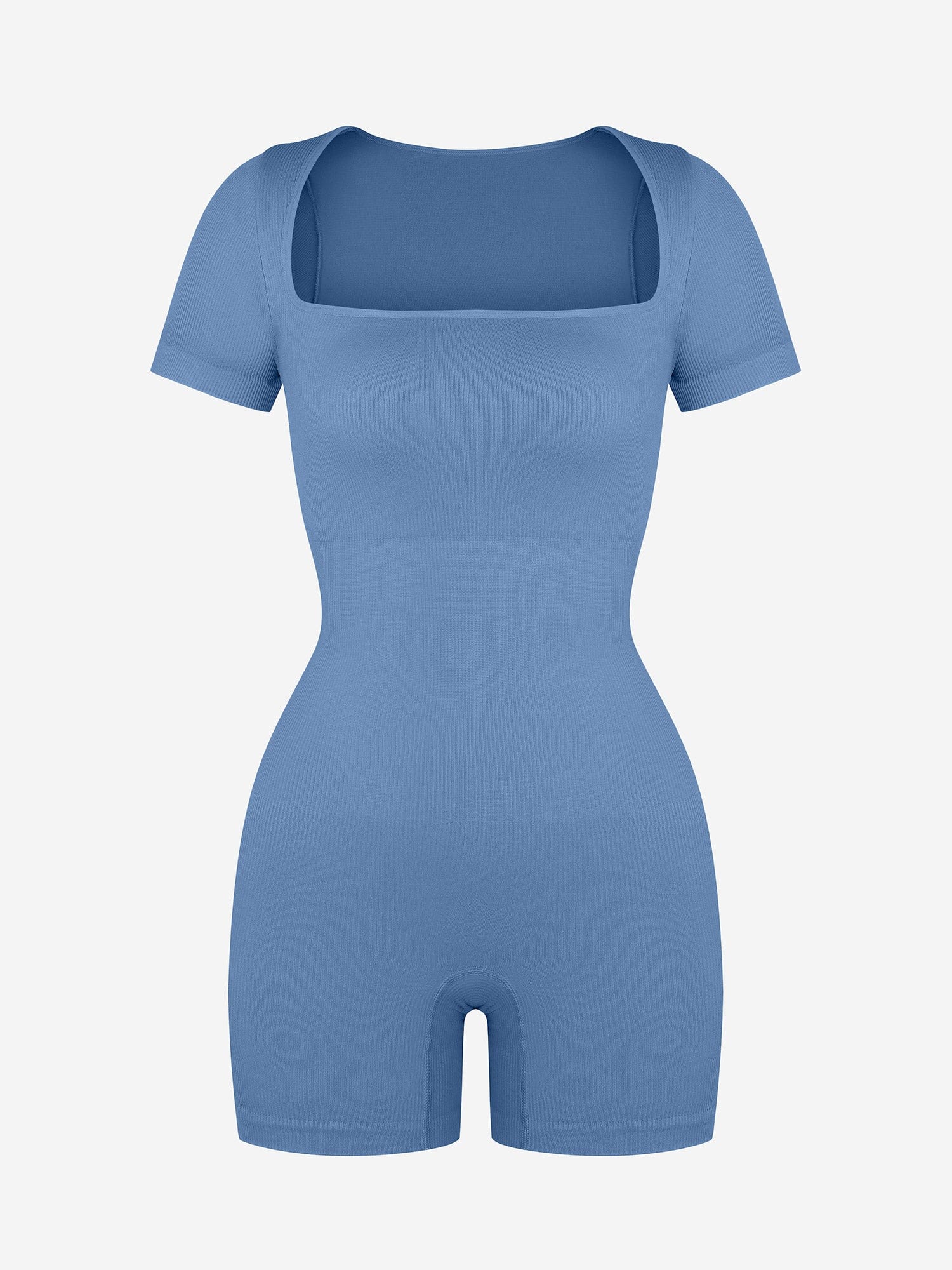 Square Neck Short Sleeve Tummy Control Romper