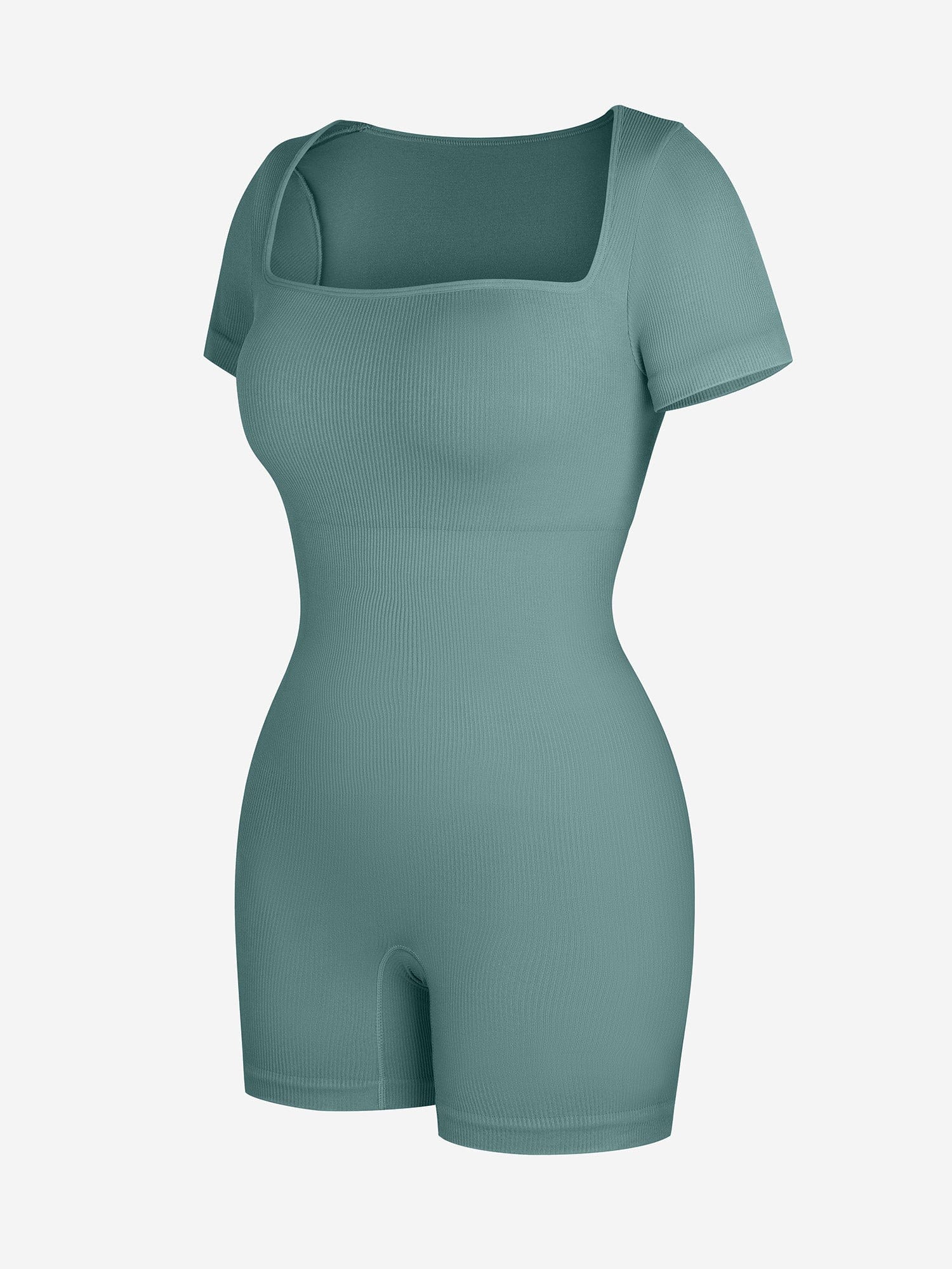 Square Neck Short Sleeve Tummy Control Romper