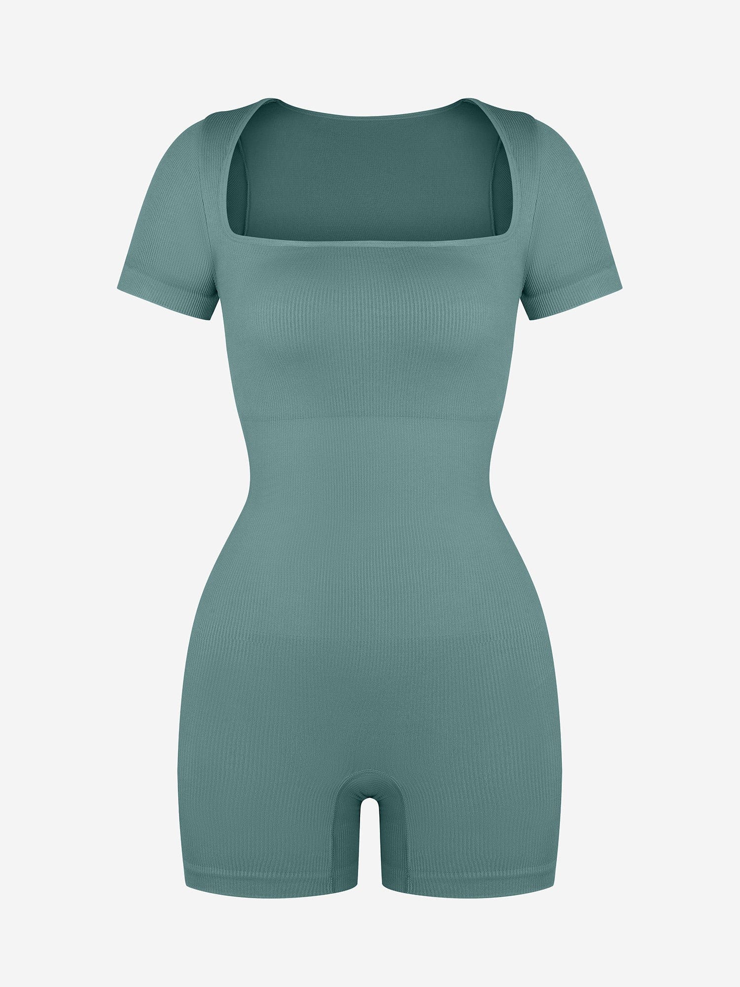 Square Neck Short Sleeve Tummy Control Romper