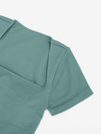 Square Neck Short Sleeve Tummy Control Romper