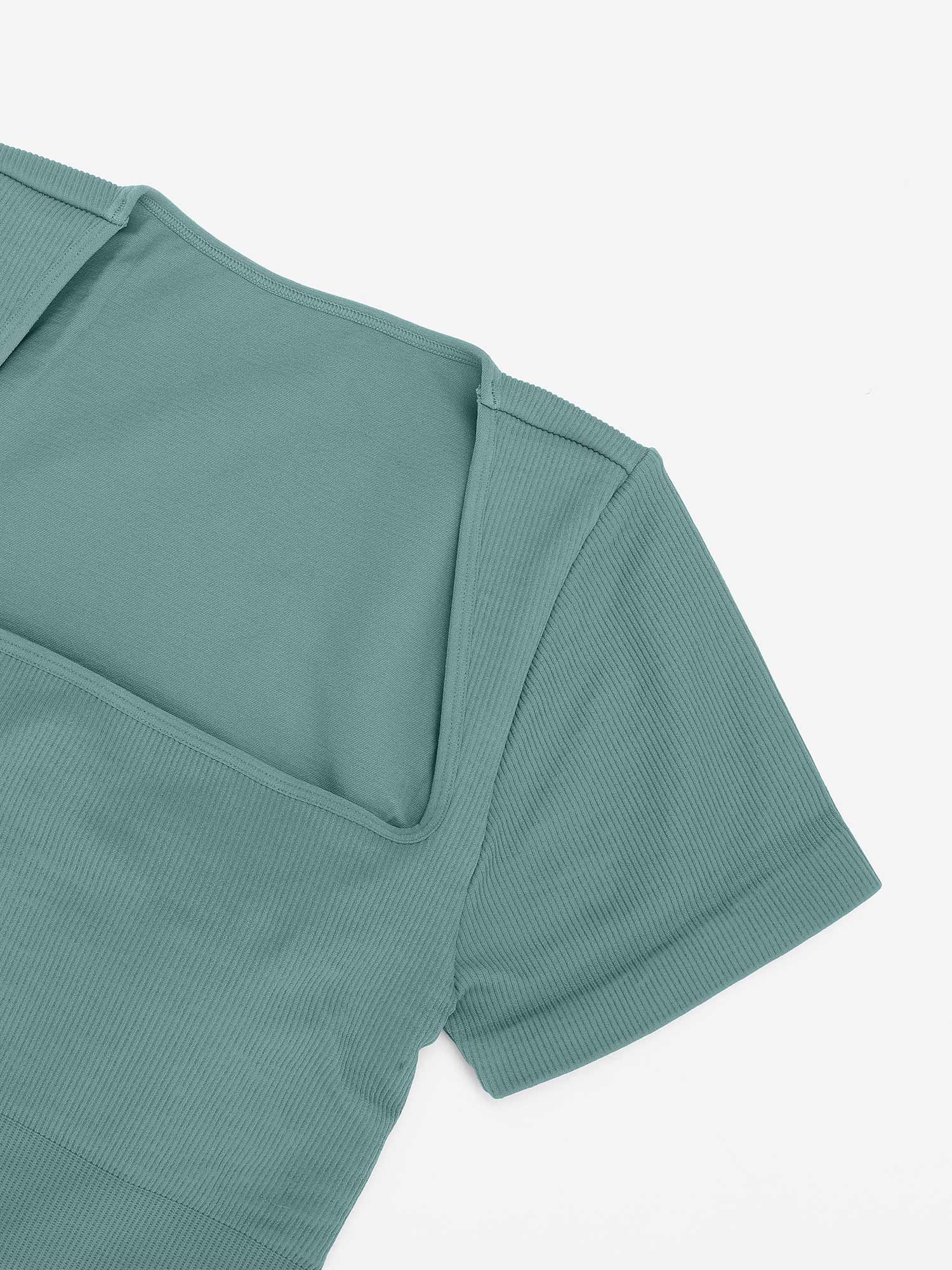 Square Neck Short Sleeve Tummy Control Romper - Auxieswear