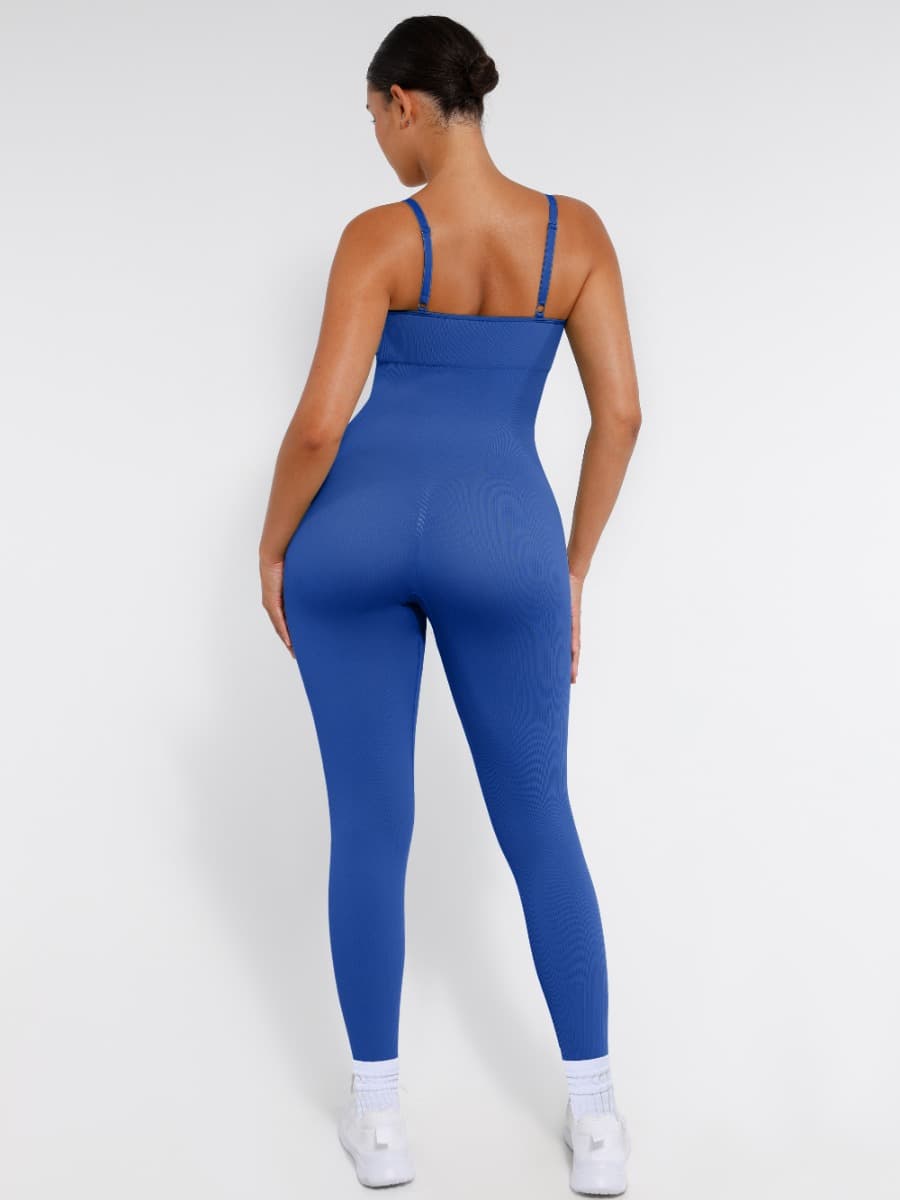 High-Stretch Tummy Control Jumpsuit with Removable Pads - Auxieswear