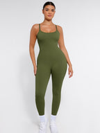 High-Stretch Tummy Control Jumpsuit with Removable Pads