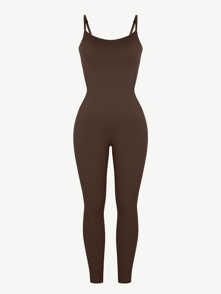 High-Stretch Tummy Control Jumpsuit with Removable Pads - Auxieswear