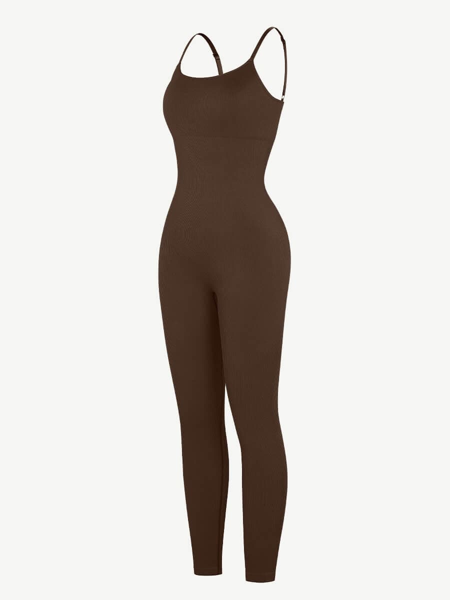 High-Stretch Tummy Control Jumpsuit with Removable Pads - Auxieswear