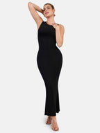 Crew Neck Ankle-Length Built-In Shapewear Dress