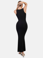 Crew Neck Ankle-Length Built-In Shapewear Dress