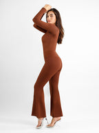 High-Rise Tummy Control Flare Pants with Split Hem