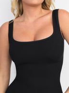 Romper with Square Neck & Body-Con Waist Fit
