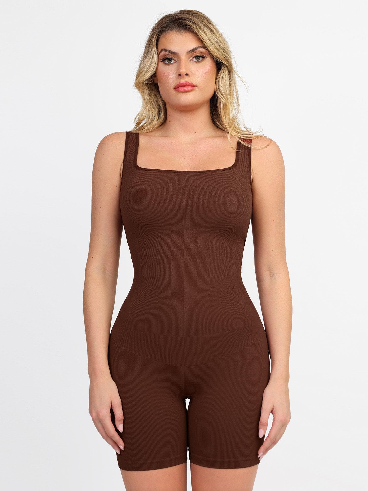 Romper with Square Neck & Body-Con Waist Fit