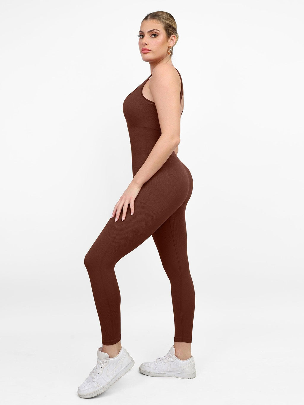 Retro Square Neck Seamless Sport Jumpsuit - Auxieswear