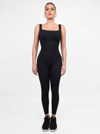 Retro Square Neck Seamless Sport Jumpsuit