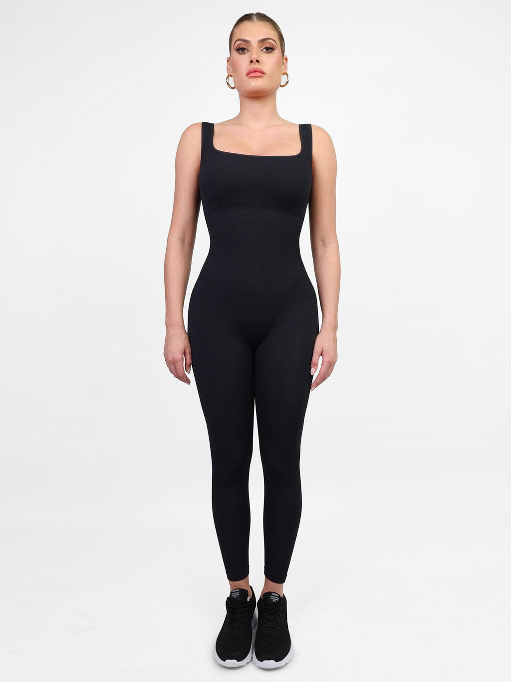 Retro Square Neck Seamless Sport Jumpsuit - Auxieswear