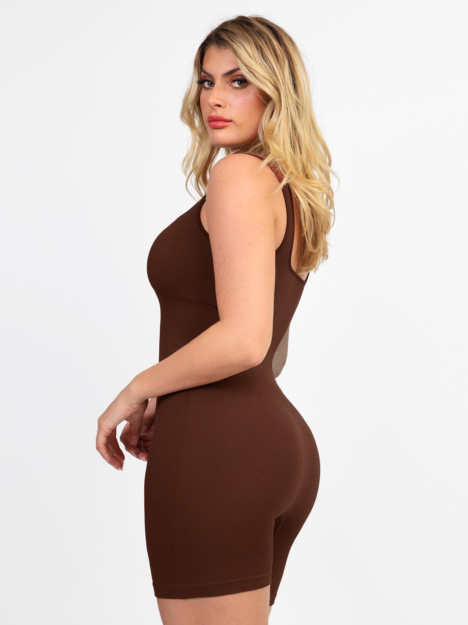 Romper with Square Neck & Body-Con Waist Fit