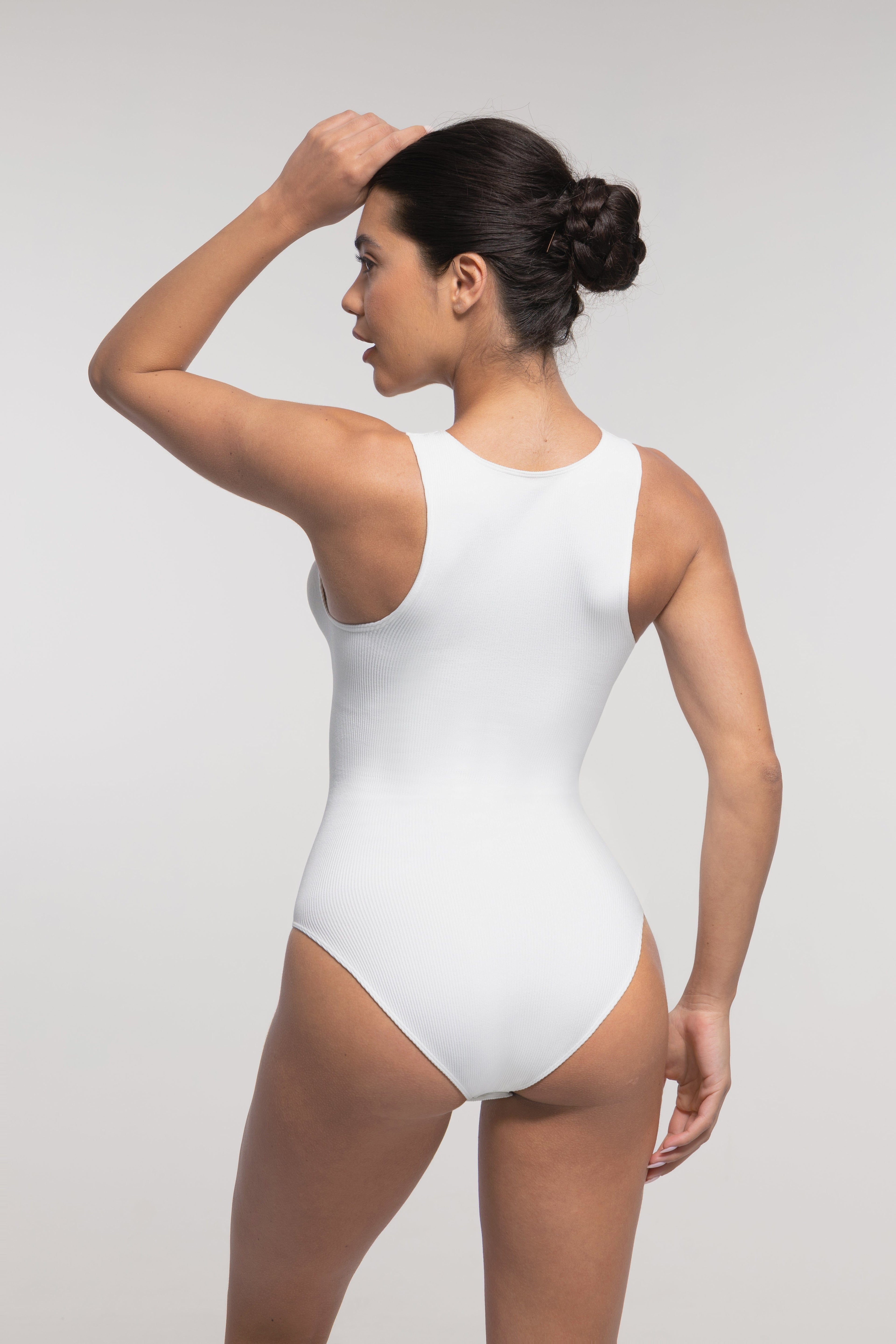 Stretch Knit Zip-Up Sleeveless Bodysuit