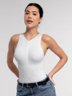 Stretch Knit Zip-Up Sleeveless Bodysuit