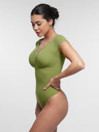 cap sleeves Bust and Waist Control Bodysuit