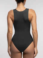 Stretch Knit Zip-Up Sleeveless Bodysuit