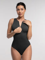 Stretch Knit Zip-Up Sleeveless Bodysuit