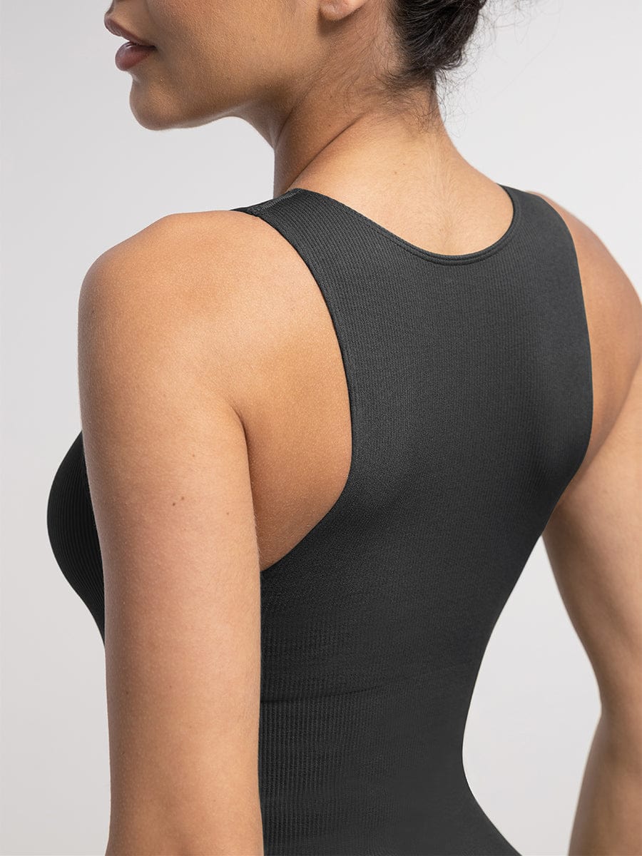 Stretch Knit Zip-Up Sleeveless Bodysuit