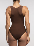 Stretch Knit Zip-Up Sleeveless Bodysuit