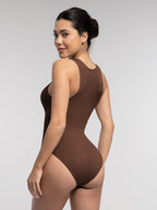 Stretch Knit Zip-Up Sleeveless Bodysuit