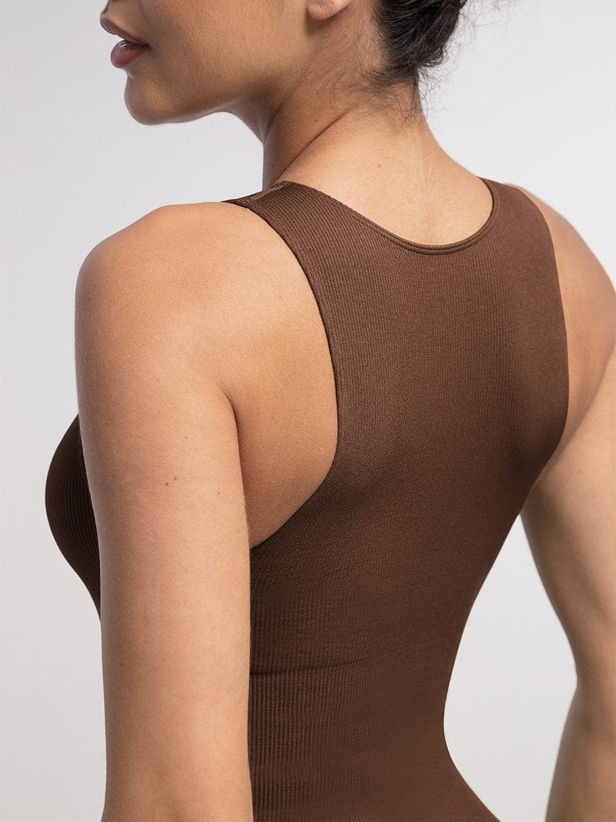 Stretch Knit Zip-Up Sleeveless Bodysuit