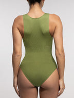 Stretch Knit Zip-Up Sleeveless Bodysuit