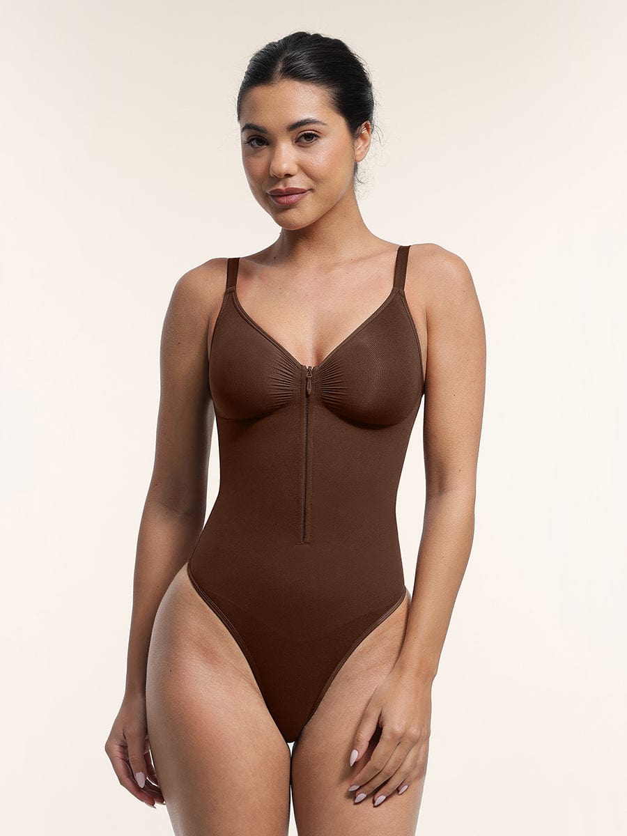 Plunge Chest Support with Inner Clips Bodysuit - Auxieswear