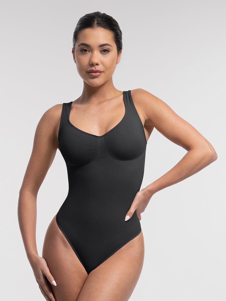 Wide Straps Bust and Waist Control Bodysuit - Auxieswear