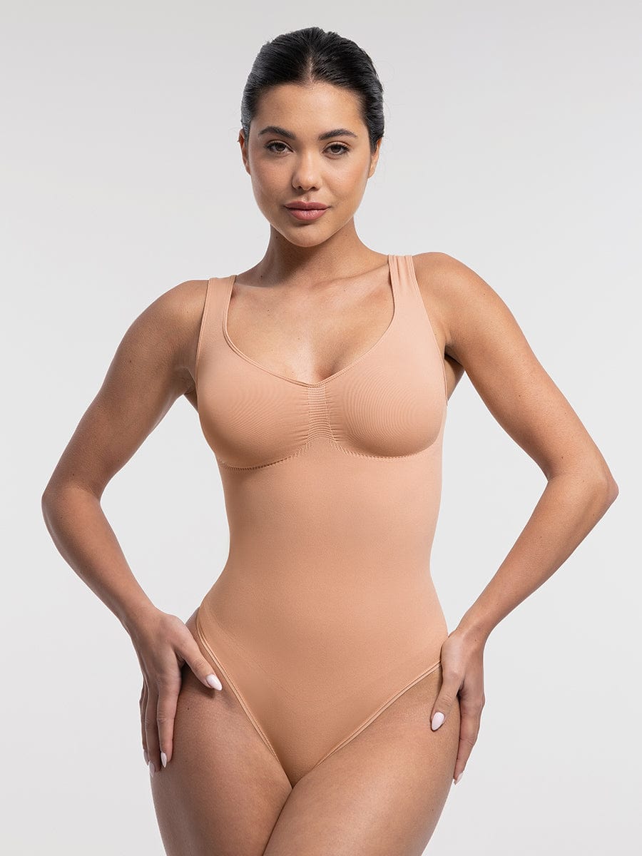 Wide Straps Bust and Waist Control Bodysuit - Auxieswear