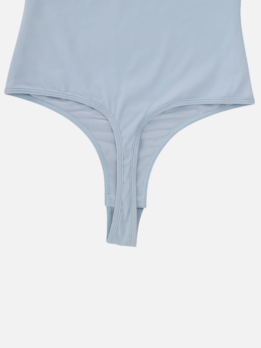 Square-Neck Short-Sleeve Tummy Control Body Shaper - Auxieswear