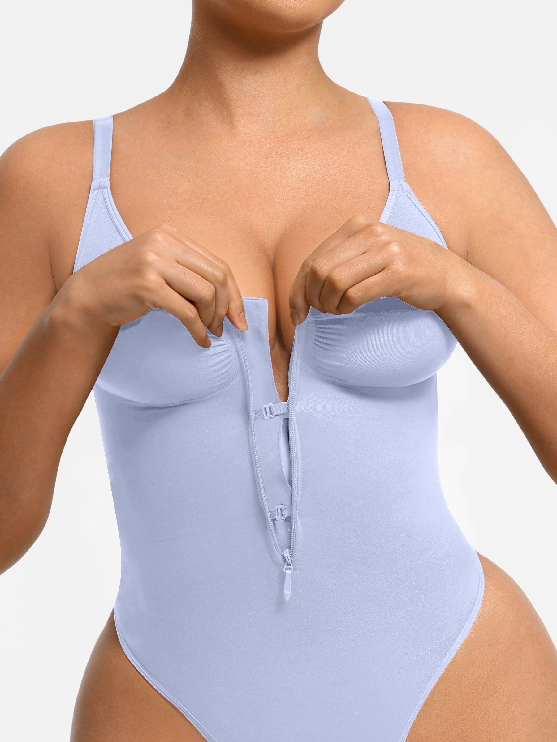 Plunge Chest Support with Inner Clips Bodysuit - Auxieswear