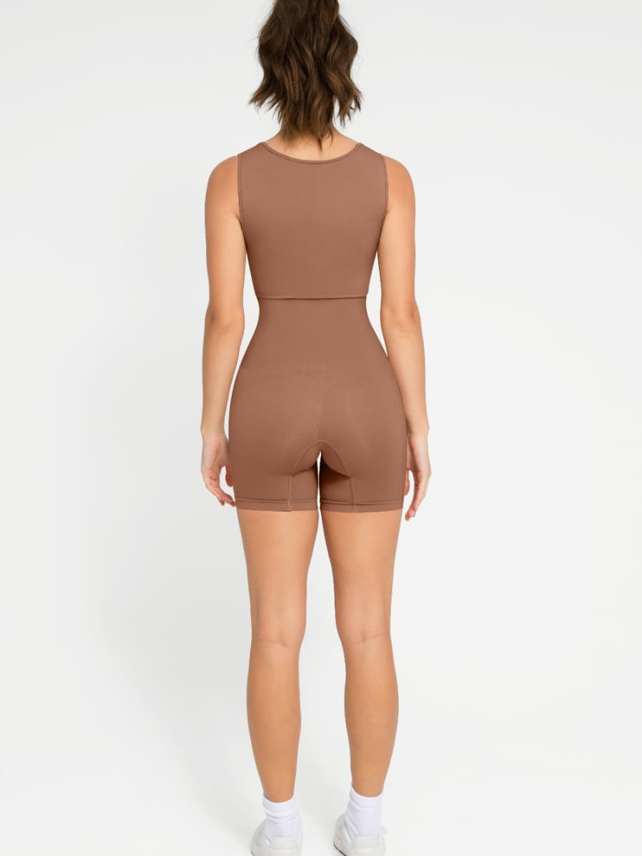 Square Neck Waist and Belly Shaping Jumpsuit