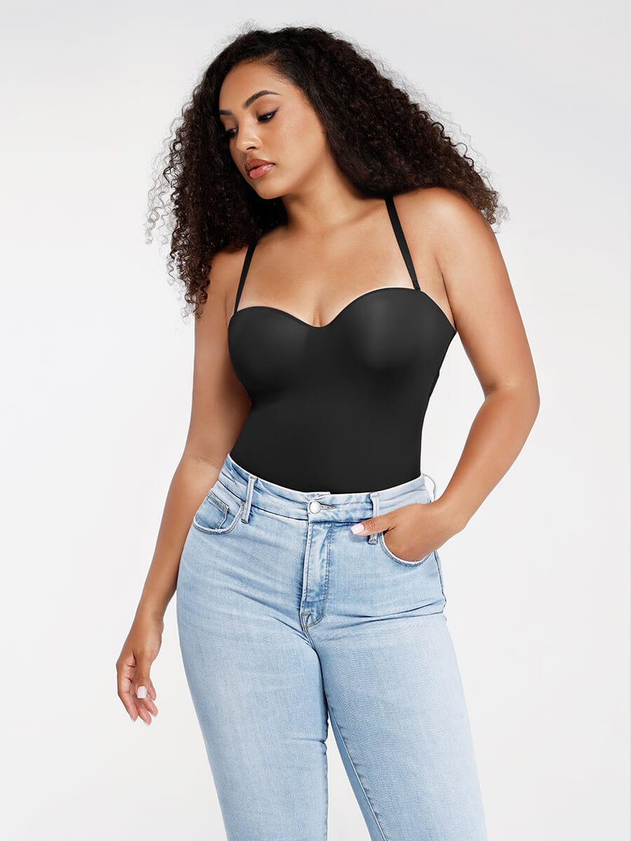 Waist & Abdomen Shaping Bodysuit With Removable Straps - Auxieswear