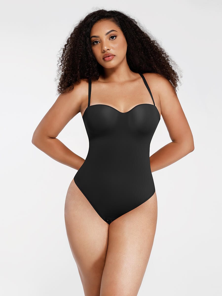 Waist & Abdomen Shaping Bodysuit With Removable Straps - Auxieswear