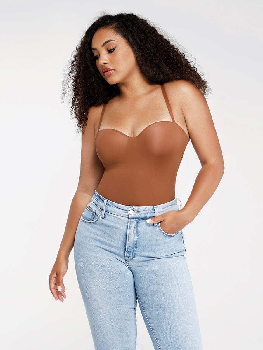 Waist & Abdomen Shaping Bodysuit With Removable Straps - Auxieswear