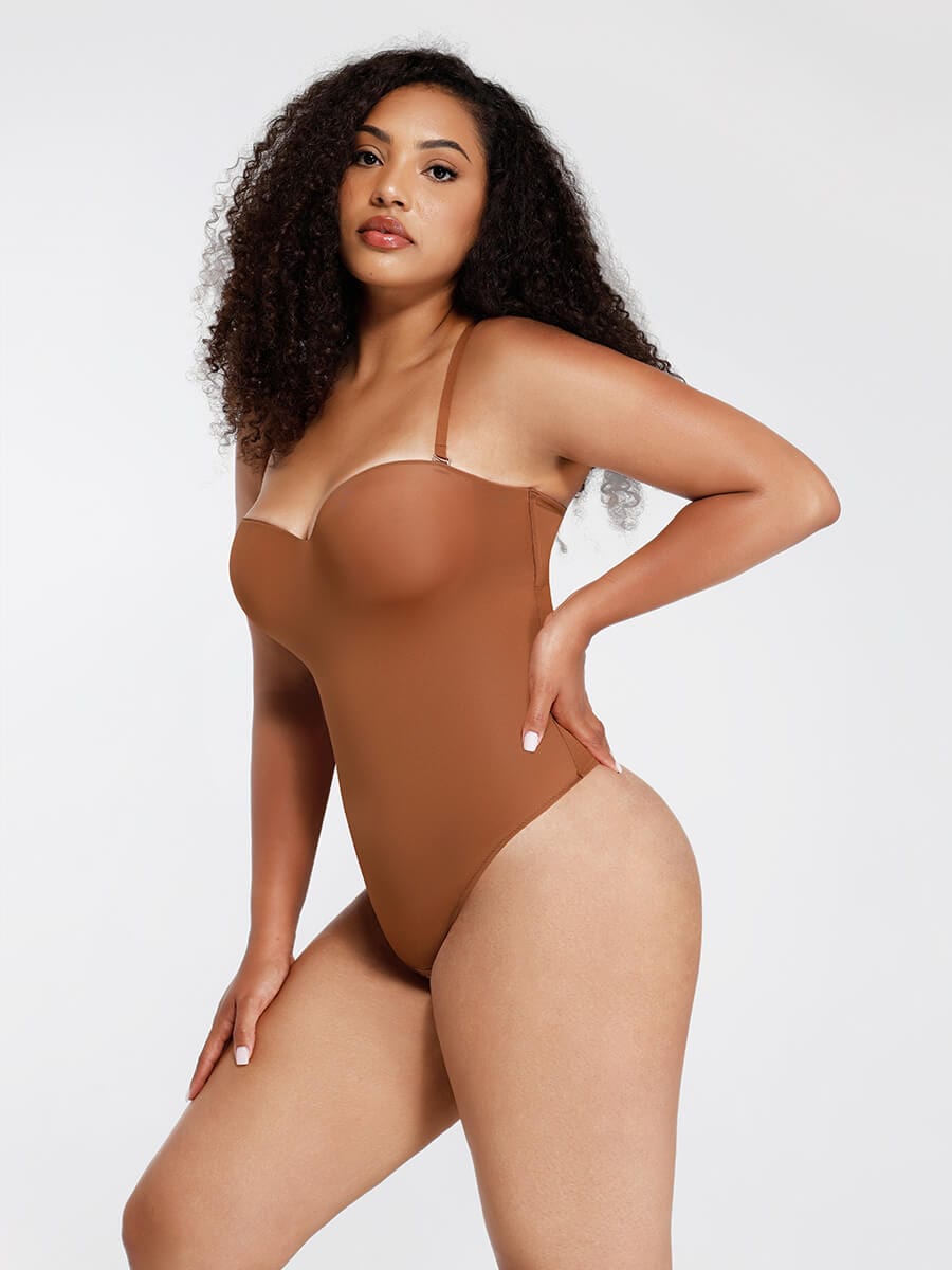Waist & Abdomen Shaping Bodysuit With Removable Straps - Auxieswear