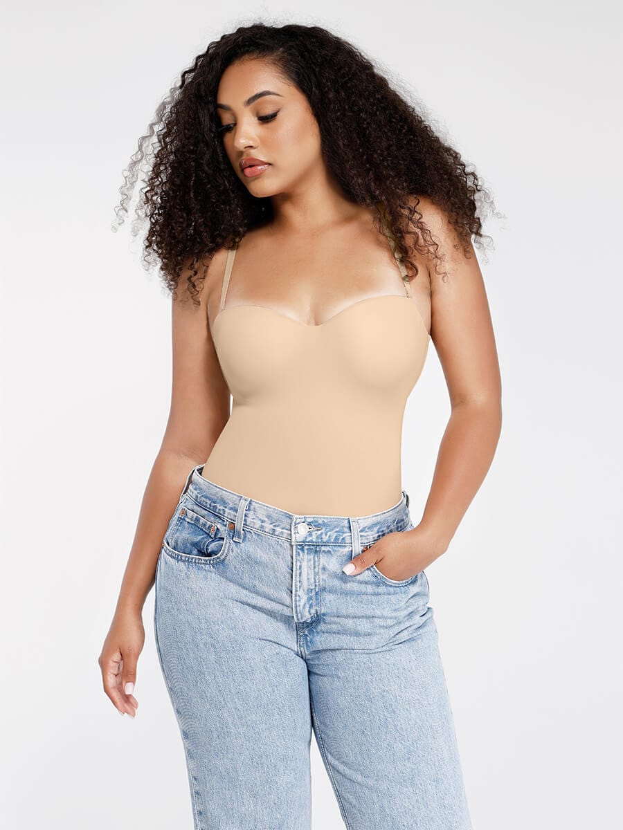 Waist & Abdomen Shaping Bodysuit With Removable Straps - Auxieswear