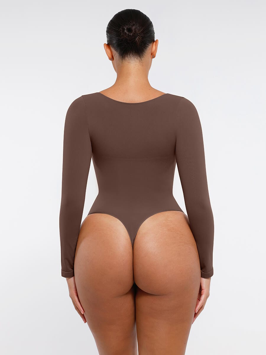 Long Sleeve Chest & Tummy Control Bodysuit - Auxieswear