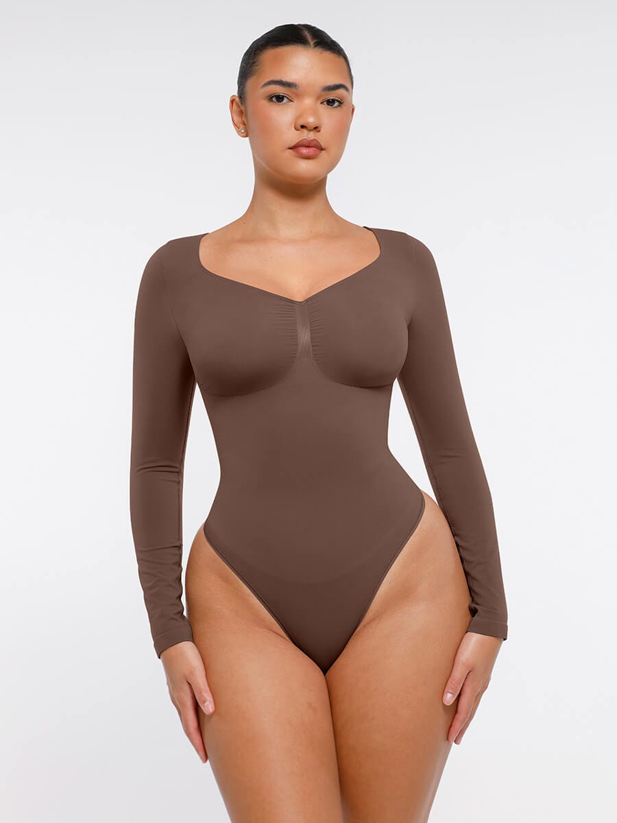 Long Sleeve Chest & Tummy Control Bodysuit - Auxieswear
