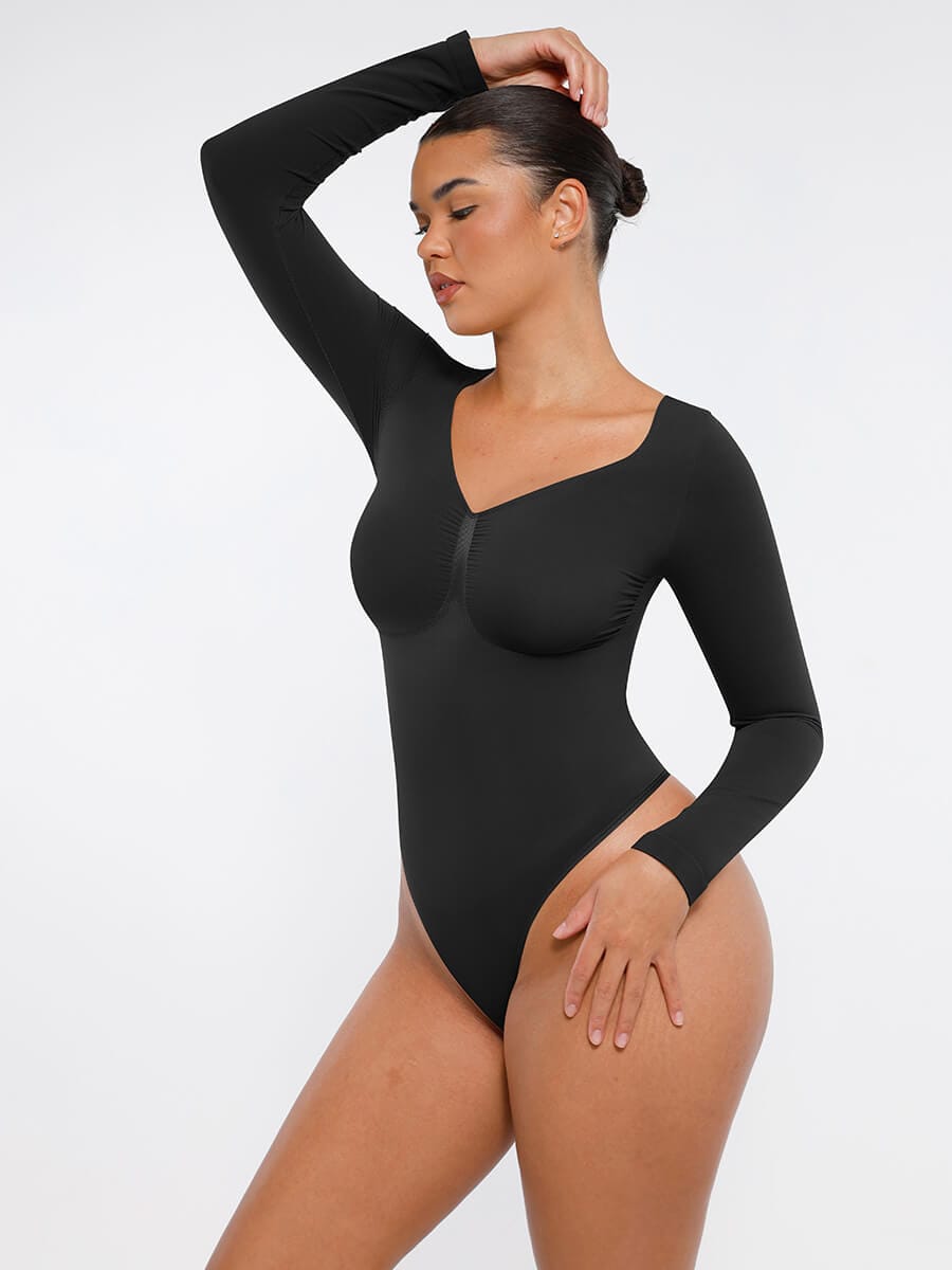 Long Sleeve Chest & Tummy Control Bodysuit - Auxieswear