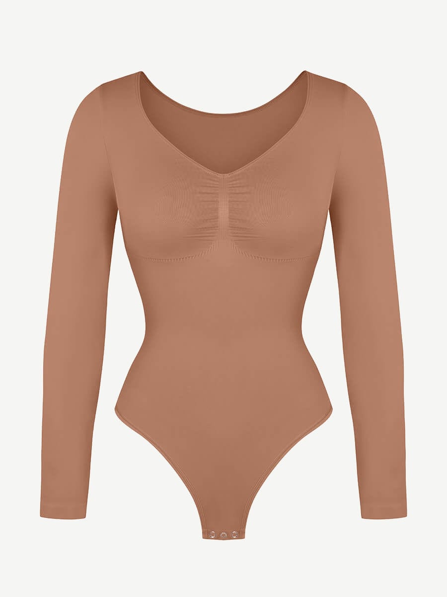Long Sleeve Chest & Tummy Control Bodysuit - Auxieswear