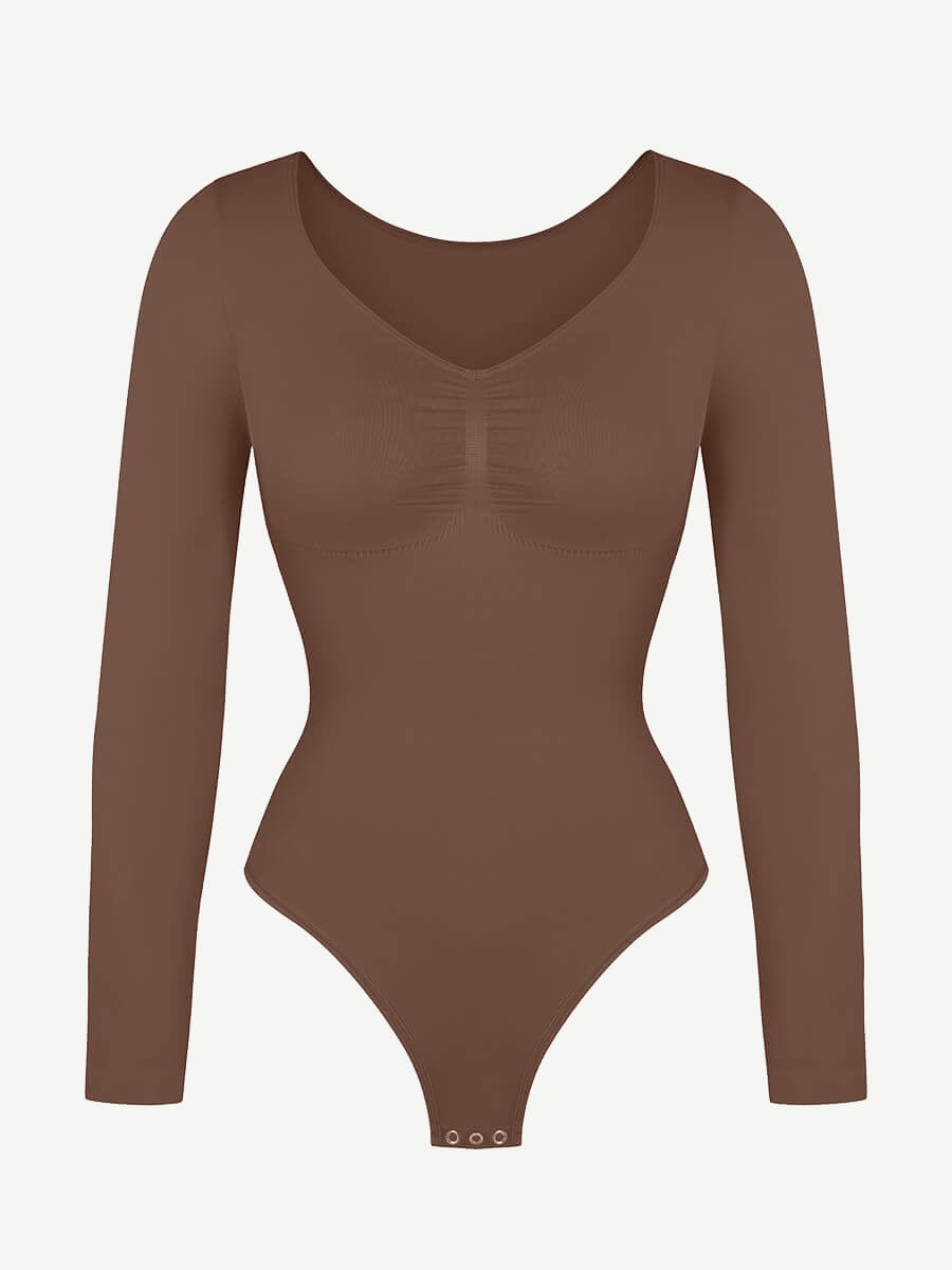 Long Sleeve Chest & Tummy Control Bodysuit - Auxieswear