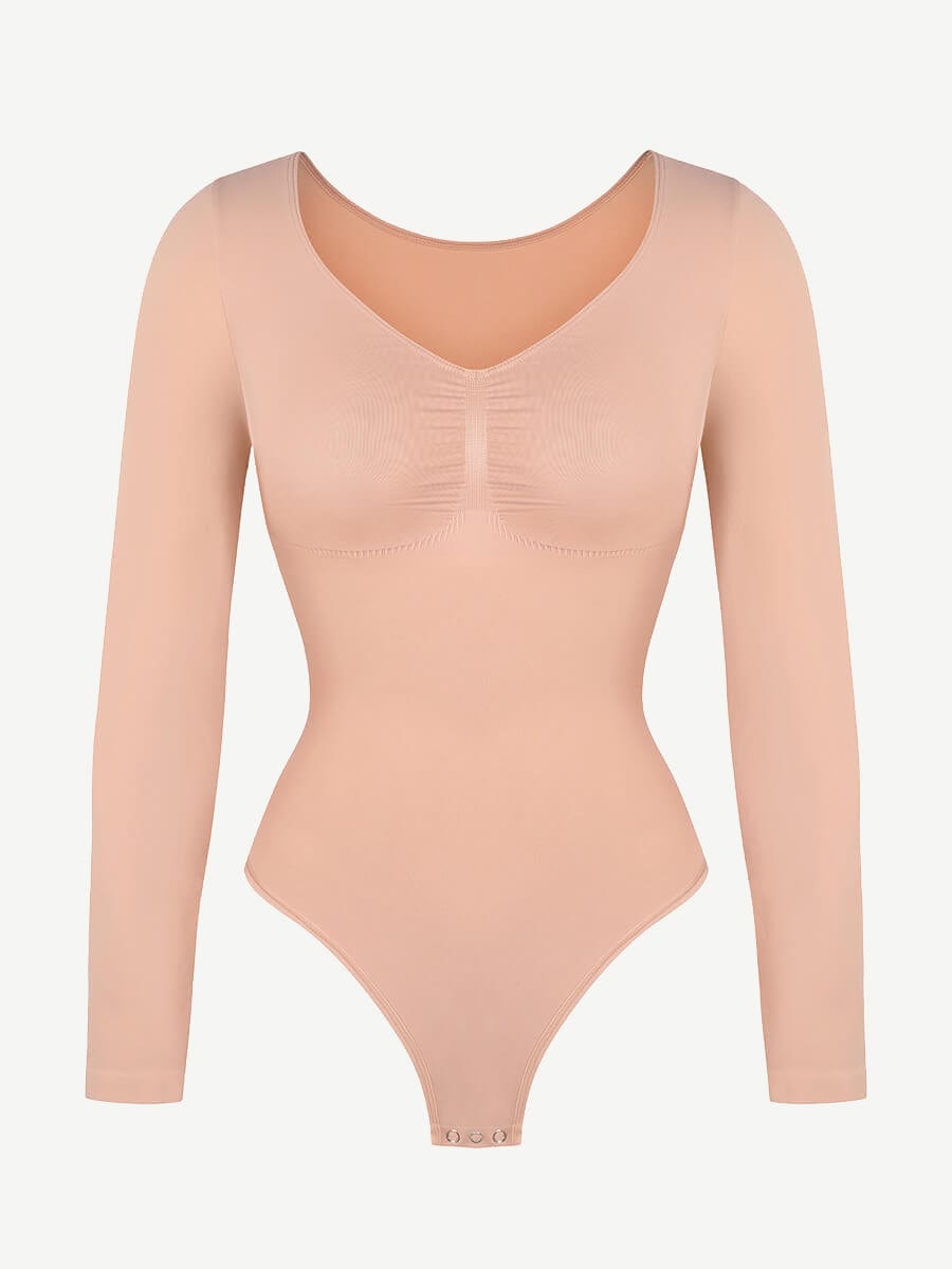 Long Sleeve Chest & Tummy Control Bodysuit - Auxieswear