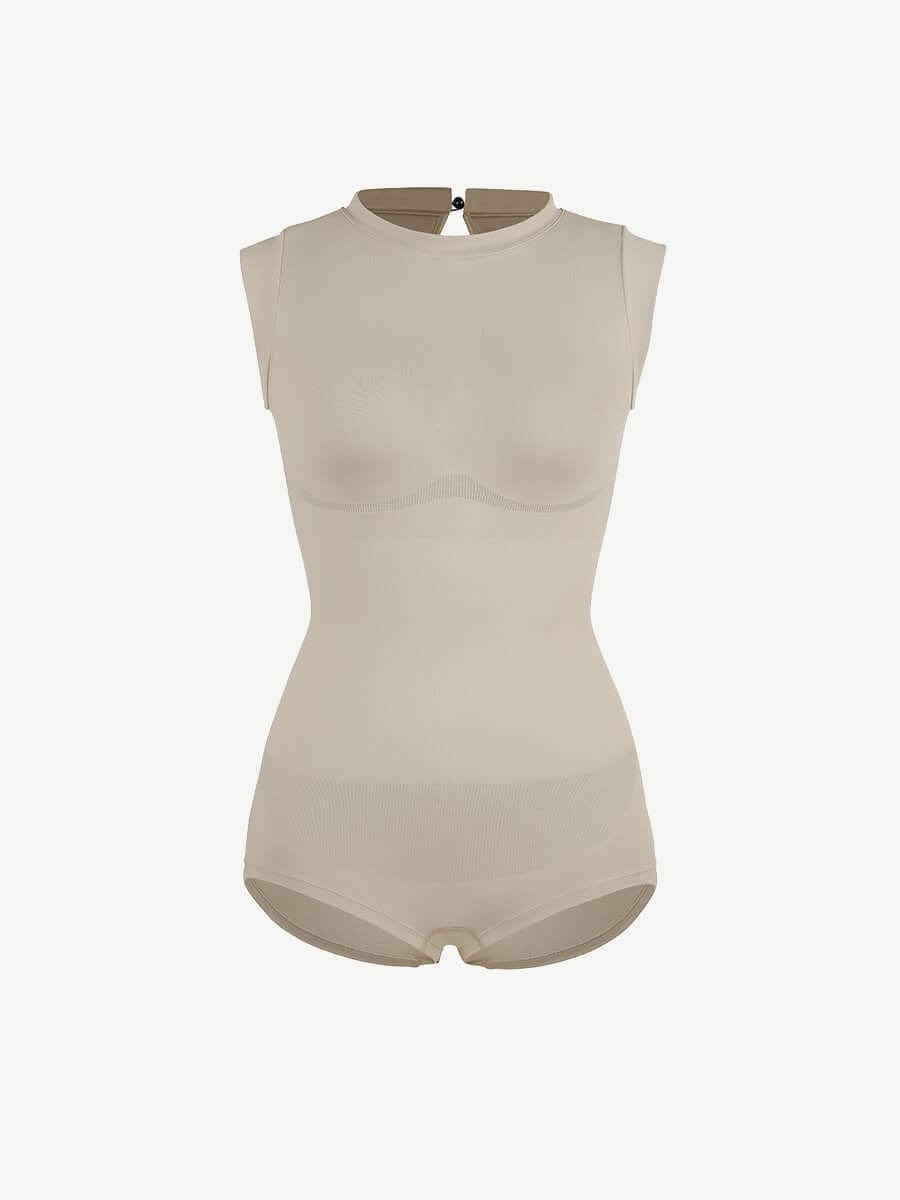 Cap Sleeve Waist & Abdomen Shaping Bodysuit - Auxieswear